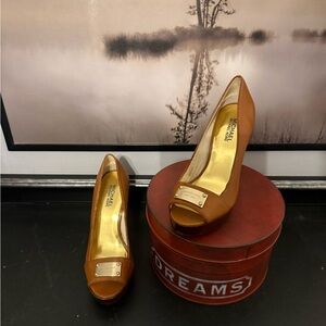 Michael Kors Tan Peep Toe Heels